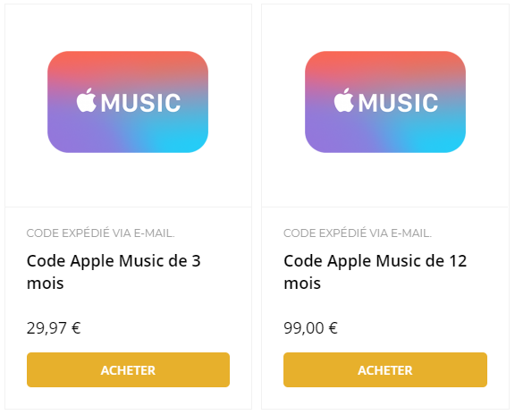 acheter code apple music